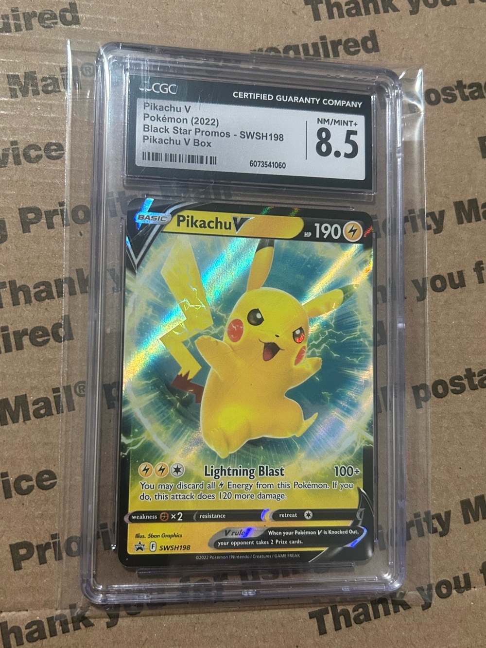 CGC 8.5 Pikachu V Box Black Star Promos ‘22 Pokemon TCG Card No. SWSH198